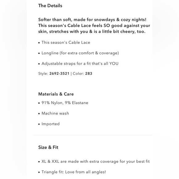 🆕Aerie Cable Lace Long Bralette - Picture 10 of 16